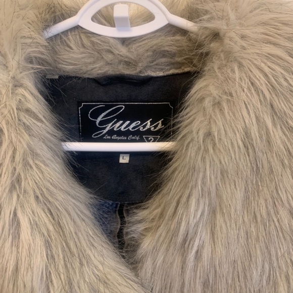 GUESS Motor Bike Faux Fur Jacket Fleece Lining sz Large Great Condition. - Picture 2 of 11